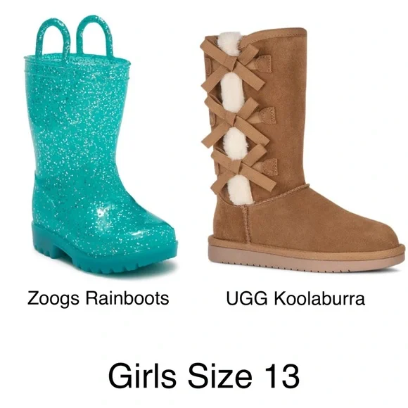 Girls Cozy Boots bundle Glitter Rainboots Koolaburra UGG tall boots - Picture 1 of 8
